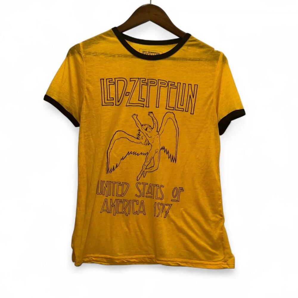 Led Zeppelin 1977 US Tour Ringer Band Merch Sheer Burnout Retro Festival Women L - Picture 2 of 8